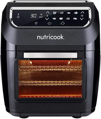Nutricook Air Fryer Oven, 1800 Watts, Digital/One Touch Control Panel Display, 8 Preset Programs, 12 Liters, Black