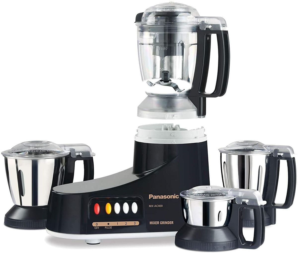 Panasonic Super Mixer Grinder, 1000W, MX-AC400, Black, 3 Stainless Steel Jars, 1 Juicer Jar