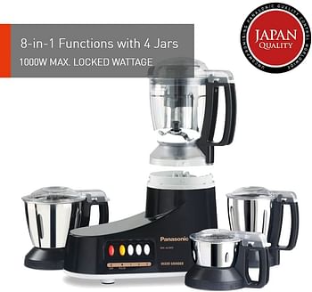 Panasonic Super Mixer Grinder, 1000W, MX-AC400, Black, 3 Stainless Steel Jars, 1 Juicer Jar