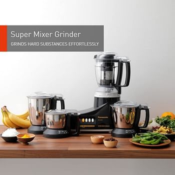 Panasonic Super Mixer Grinder, 1000W, MX-AC400, Black, 3 Stainless Steel Jars, 1 Juicer Jar