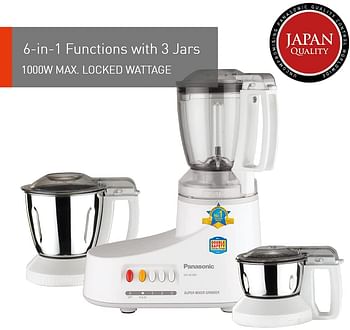 Panasonic Super Mixer Grinder, 1000W, MX-AC400, Black, 3 Stainless Steel Jars, 1 Juicer Jar