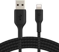 Belkin Charging Cable Braided USB to lighning 1m Black, CAA002bt1MBK