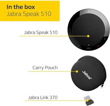 Jabra Speak 510 Speaker Phone – Portable Conference Speaker with USB and Bluetooth – Connect with Laptops, Smartphones and Tablets