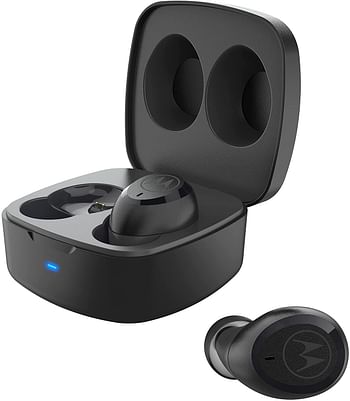 motorola Verve Buds 100, True Wireless Bluetooth Waterproof Earbuds with Portable Charging Case, SH052 Small - Black