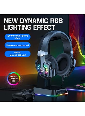 onikuma X32 Gaming Headset Wired Over-Ear Gaming Headphones with Mic & RGB Light for PS4/PS5/XOne/XSeries/NSwitch/PC