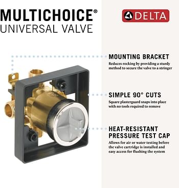 Delta Faucet R10000-UNBX MultiChoice Universal Tub and Shower Valve Body for Tub Faucet Trim Kits