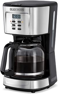 Black+Decker 900W 12 Cup 24 Hours Programmable Coffee Maker with 1.5L Glass Carafe and Keep Warm Feature for Drip Coffee and Espresso, Black - DCM85-B5