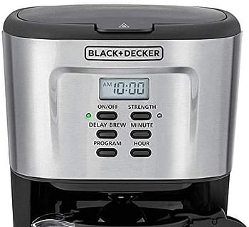 Black+Decker 900W 12 Cup 24 Hours Programmable Coffee Maker with 1.5L Glass Carafe and Keep Warm Feature for Drip Coffee and Espresso Black - DCM85-B5