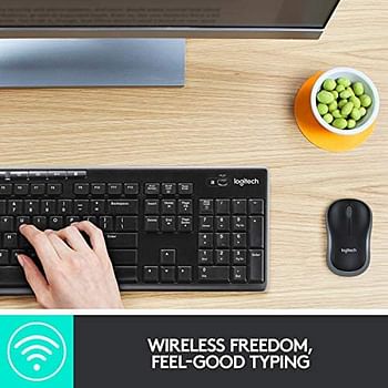 Logitech MK270 Wireless Keyboard and Mouse Combo for Windows, 2.4 GHz Wireless, Compact Wireless Mouse, 8 Multimedia & Shortcut Keys,PC/Laptop, Black/Black/one size
