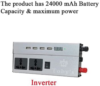 24A Rechargeable Battery with Inverter 12V-220V, 24A Battery for camping 24000mah Power