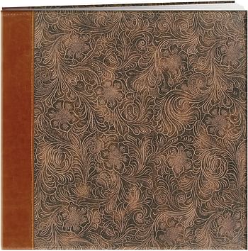 Pioneer MB-10NTTAN 12 Inch by 12 Inch Postbound Embossed Sewn Leatherette Cover Memory Book, Tan, Brown