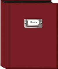 Pioneer Photo 208-Pocket Bright Red Sewn Leatherette Photo Album with Silvertone Metal I.D. Plate for 4 by 6-Inch Prints