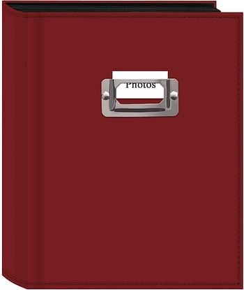 Pioneer Photo 208-Pocket Bright Red Sewn Leatherette Photo Album with Silvertone Metal I.D. Plate for 4 by 6-Inch Prints