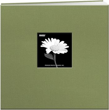 Pioneer 8 Inch by 8 Inch Postbound Fabric Frame Cover Memory Book, Citrus Green