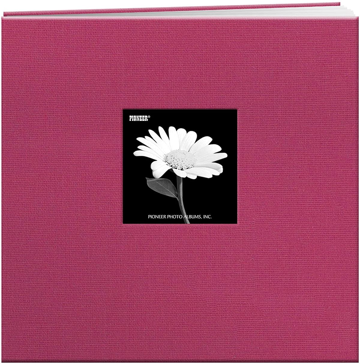 Pioneer 12-Inch by 12-Inch Book Cloth Cover Postbound Album with Window, Bright Pink