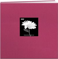 Pioneer 12-Inch by 12-Inch Book Cloth Cover Postbound Album with Window, Bright Pink