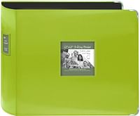 ألبومات صور بايونير T-12JF/C جامبو 3 حلقات غطاء إطار من الجلد المخيط من ثلاث حلقات، لون أخضر ليموني