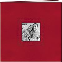 Pioneer Photo Albums Scrapbook & Embossed Script Cover with Frame Cut Out, 8 x 8", 10 Sheets - Red