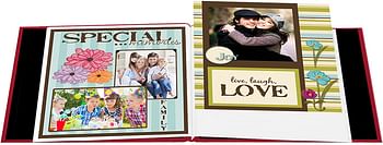 Pioneer Photo Albums Scrapbook & Embossed Script Cover with Frame Cut Out, 8 x 8", 10 Sheets - Red