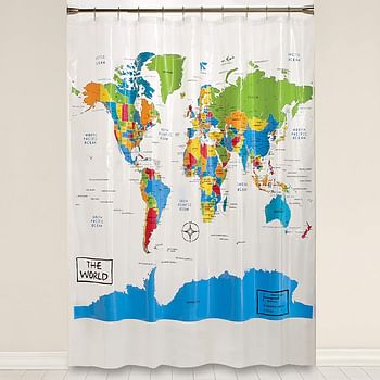 SKL HOME by Saturday Knight Ltd. E2149518102001 World Map Shower Curtain, 70x72 inches, Multicolored