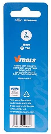 Ford Tools T40 S2 Screwdriving Bits, 25 mm, FPTA-01-0031, 2 Pieces