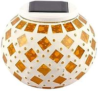 Tenflyer Solar Mosaic Glass Led Rechargeable Night Light - Yellow