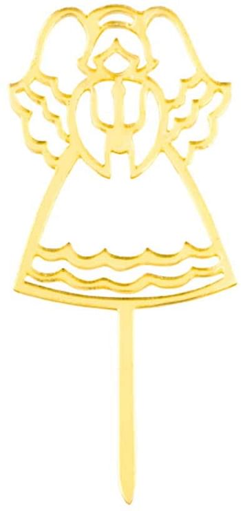 Top Cake Mirrored Gold Acrylic Angel Cake Topper - 3" x 1 1/4" - 100 count box - Restaurantware/Angel