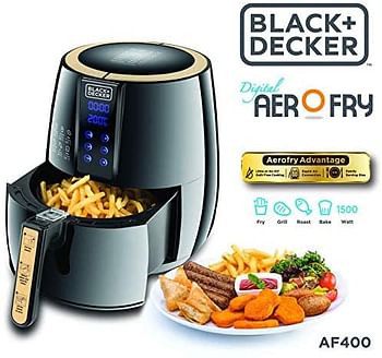 Black+Decker Digital Air Fryer Aerofry, Black, 4 litres, Af400-B5