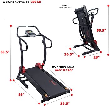 Sunny Health & Fitness Unisex Adult Sf-T7878 Magnetic Training Treadmill - Black, One Size
