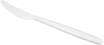 Compostable Plastic Knife, Disposable White Plastic Knife - 7" - Durable - PLA - 250ct Box - Restaurantware