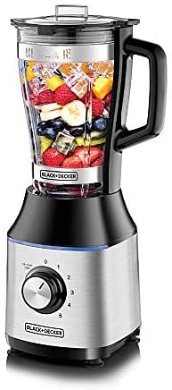 Black+Decker 700W High Speed Premium Blender, with Glass Jar Black/Silver - BX650G-B5