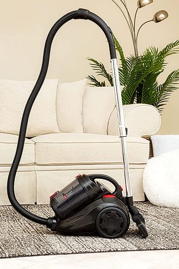 Russell Hobbs Cyclonic Power Bagless Canister Vacuum Cleaner, 2000W Max Power, 2.5 Liters Capacity, HEPA Filtration System, for Home and Office Use SL152E 143123 - Black