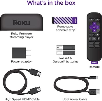 Roku Premiere | HD/4K/HDR Streaming Media Player, Simple Remote and Premium HDMI Cable, Black