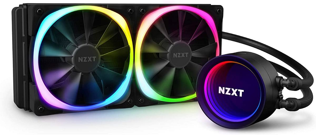 NZXT Kraken X53 RGB 240mm RL-KRX53-R1 AIO RGB CPU Liquid Cooler Rotating Infinity Mirror Design Improved Pump Powered By CAM V4 RGB Connector Aer RGB V2 120mm Radiator Fans (2 Included)-Multicolor