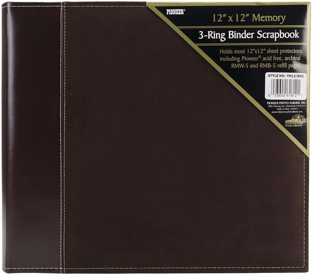 Pioneer 12 Inch by 12 Inch 3-Ring Faux Suede Cover Scrapbook Binder, Brown