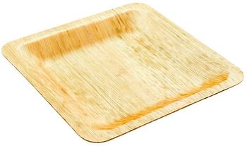 Square Bamboo Leaf Plate - 8" Bamboo Plate - Heavy Duty - Disposable - 50ct Box - Restaurantware