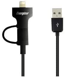 Energizer 0.9 Meter HT Data Duo Lightning and Micro USB Cable - Black