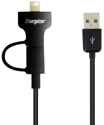 Energizer 0.9 Meter HT Data Duo Lightning and Micro USB Cable - Black
