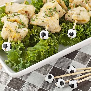 Soccer Ball Picks, Soccer Ball Skewers - Soccer Themed Catering and Party Supplies - Assorted Colors - 4" - 1000ct Box - Restaurantware/Soccer/4"