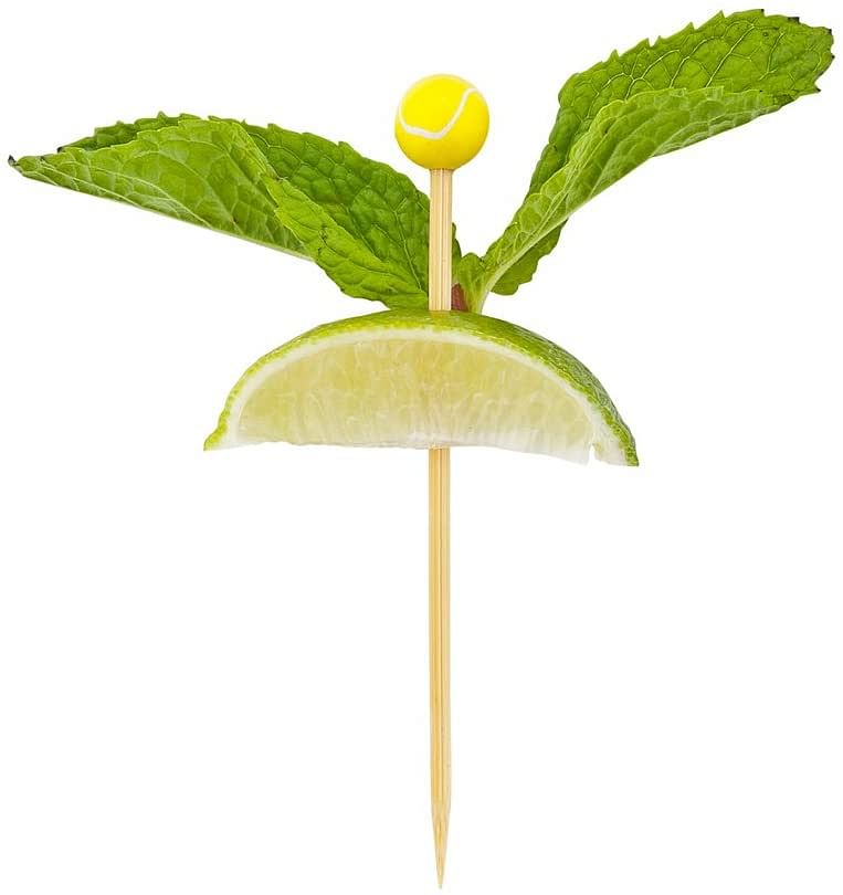 Tennis Picks, Tennis Ball Skewers - Tennis Themed Catering and Party Supplies - 4" - 1000ct Box - Restaurantware/Tennis/4"