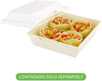 Plastic Lids for Rectangular Poplar Container - Fit's 6.4" Short Flare - 100ct Box - Taipei Collection - Restaurantware/Short flare rectangle lid/White/100 Pcs