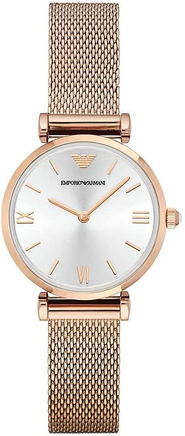 Emporio Armani Women s Stainless Steel Two Hand Dress Watch Rose Gold AR1956