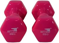 دمبل سكاي لاند الفاخر من الفينيل للكبار من الجنسين، باللون الوردي، مقاس L 17 × العرض 15 × الارتفاع 7 سم، مجموعة من 2 (EM-9219R-2), 2 كيلو