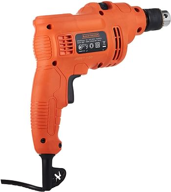 Black+Decker 550W 10mm Corded Electric Hammer Percussion Drill for Metal, Concrete & Wood Drilling, Orange/Black - KR5010-B5 Orange/One size