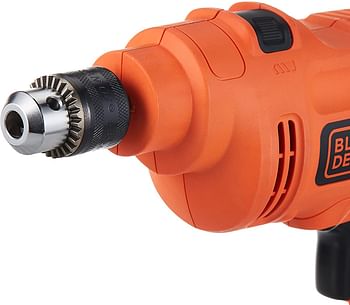 Black+Decker 550W 10mm Corded Electric Hammer Percussion Drill for Metal, Concrete & Wood Drilling, Orange/Black - KR5010-B5 Orange/One size