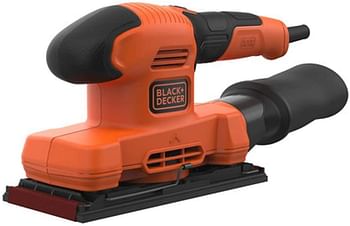 Black+Decker 150W 11,000 RPM Electric 1/3 Sheet Finishing Sander with Sanding Sheet and Dust Collector , Orange/Black - BEW220-GB