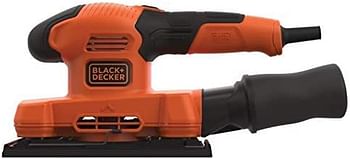 Black+Decker 150W 11,000 RPM Electric 1/3 Sheet Finishing Sander with Sanding Sheet and Dust Collector , Orange/Black - BEW220-GB