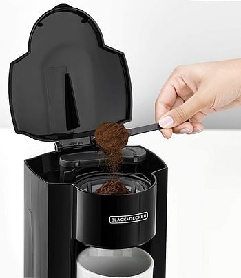 ماكينة صنع القهوة من بلاك اند  ديكر 350 وات  مع كوب قهوة للقهوة بالتنقيط والإسبريسو ، أسود - Dcm25N-B5