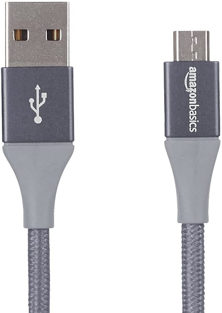 Double Braided Nylon USB 2.0 A to Micro B Charger Cable | 1 Foot, Dark Grey