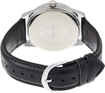 Casio men's Watch with Genuine Leather 38 millimeters, MTP-V001L-7 - white & Black